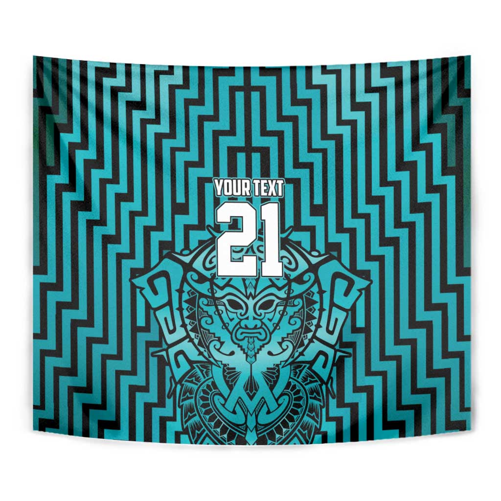 Custom Basketball New Zealand Tapestry Teal Maori Ta Moko Indigenous - Aussie Hoodie