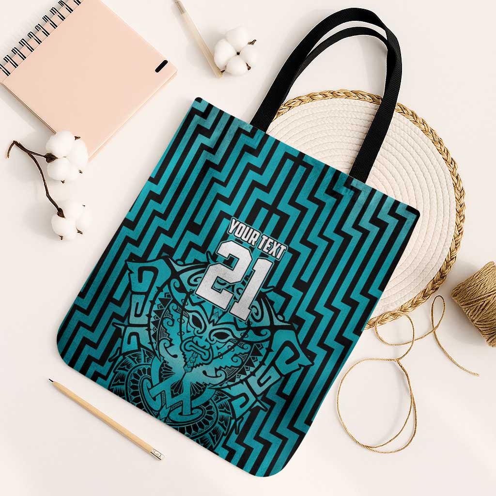 Custom Basketball New Zealand Tote Bag Teal Maori Ta Moko Indigenous - Aussie Hoodie