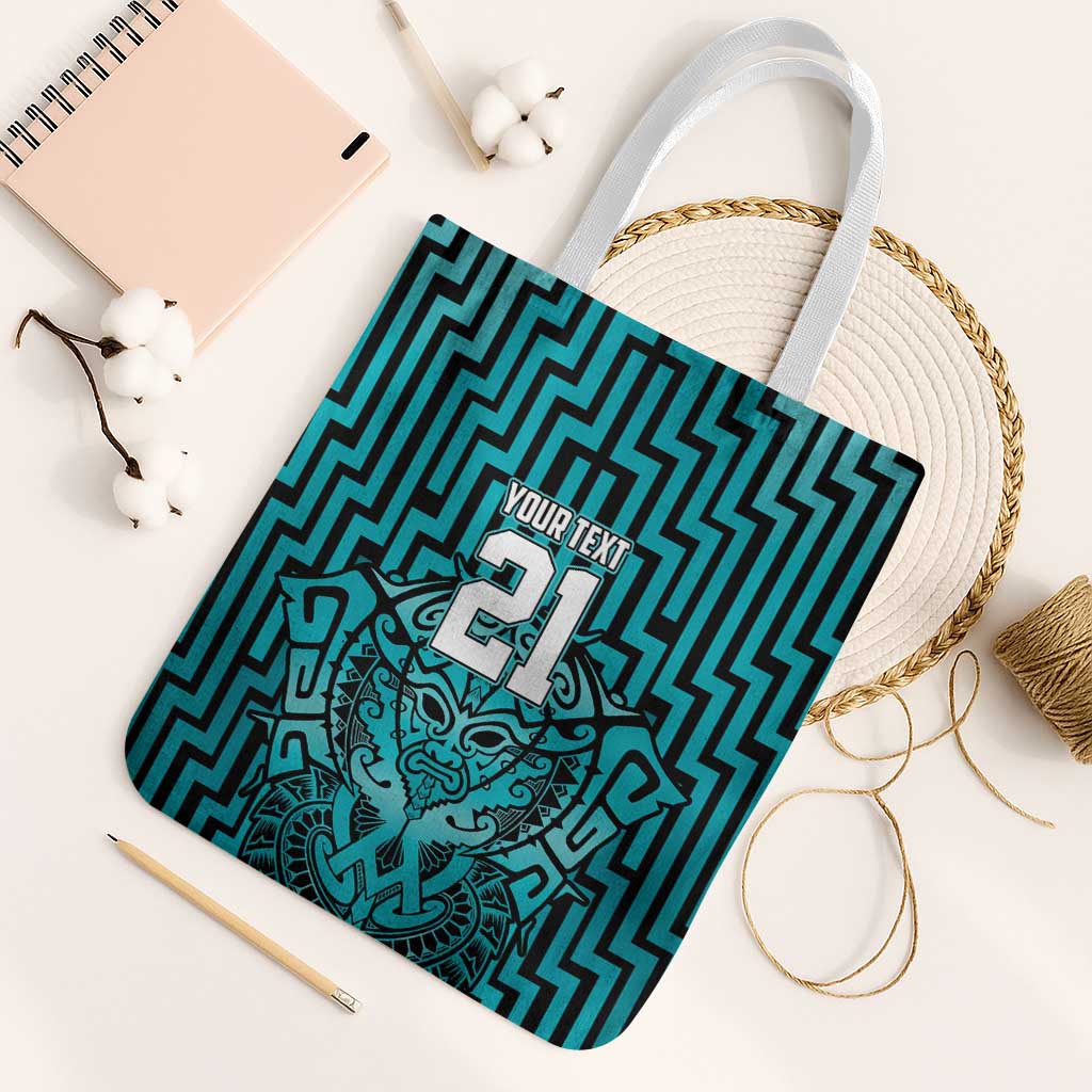 Custom Basketball New Zealand Tote Bag Teal Maori Ta Moko Indigenous - Aussie Hoodie