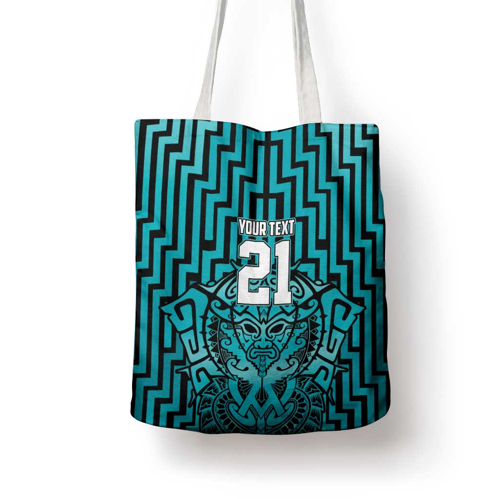 Custom Basketball New Zealand Tote Bag Teal Maori Ta Moko Indigenous - Aussie Hoodie