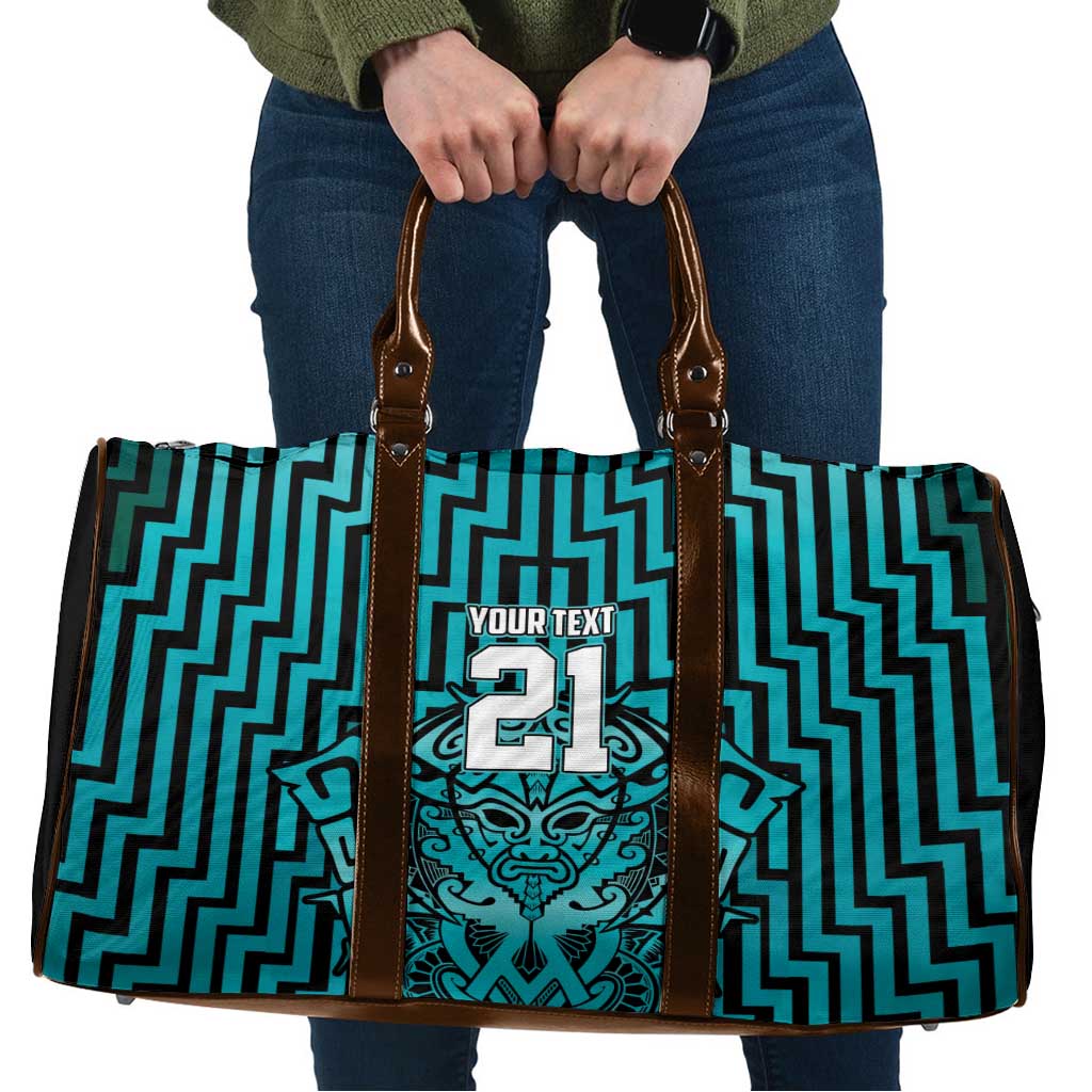 Custom Basketball New Zealand Travel Bag Teal Maori Ta Moko Indigenous - Aussie Hoodie