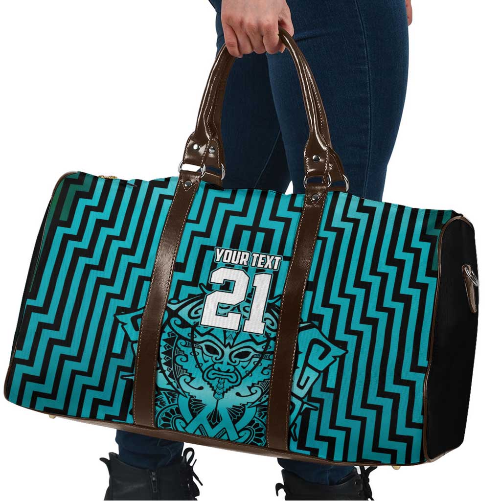 Custom Basketball New Zealand Travel Bag Teal Maori Ta Moko Indigenous - Aussie Hoodie
