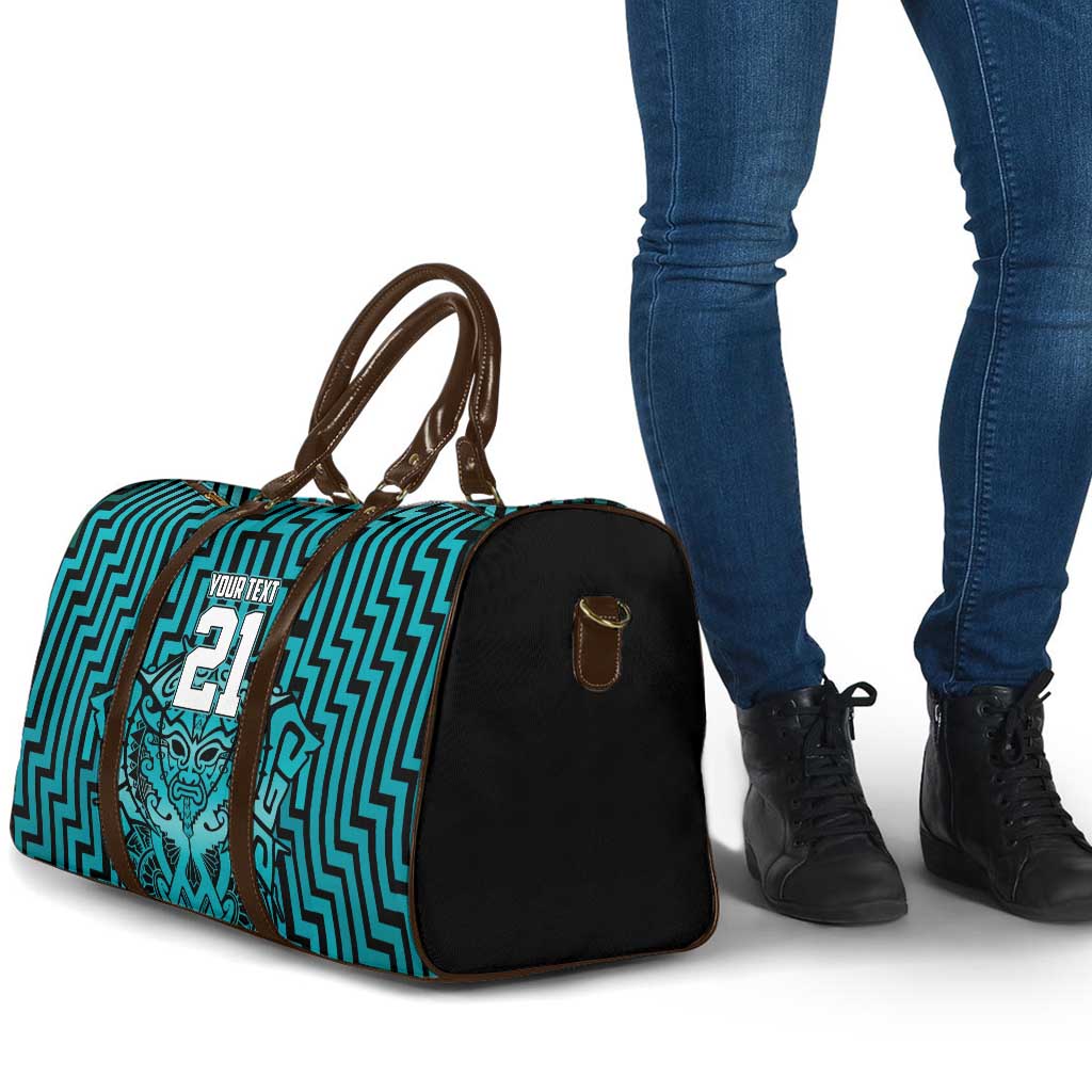 Custom Basketball New Zealand Travel Bag Teal Maori Ta Moko Indigenous - Aussie Hoodie