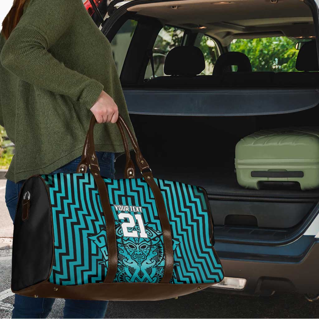 Custom Basketball New Zealand Travel Bag Teal Maori Ta Moko Indigenous - Aussie Hoodie
