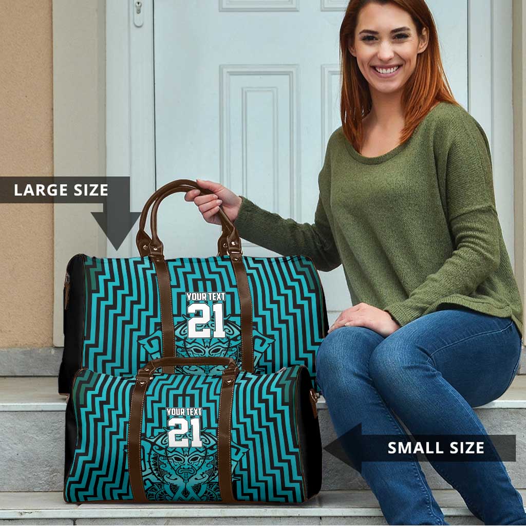 Custom Basketball New Zealand Travel Bag Teal Maori Ta Moko Indigenous - Aussie Hoodie