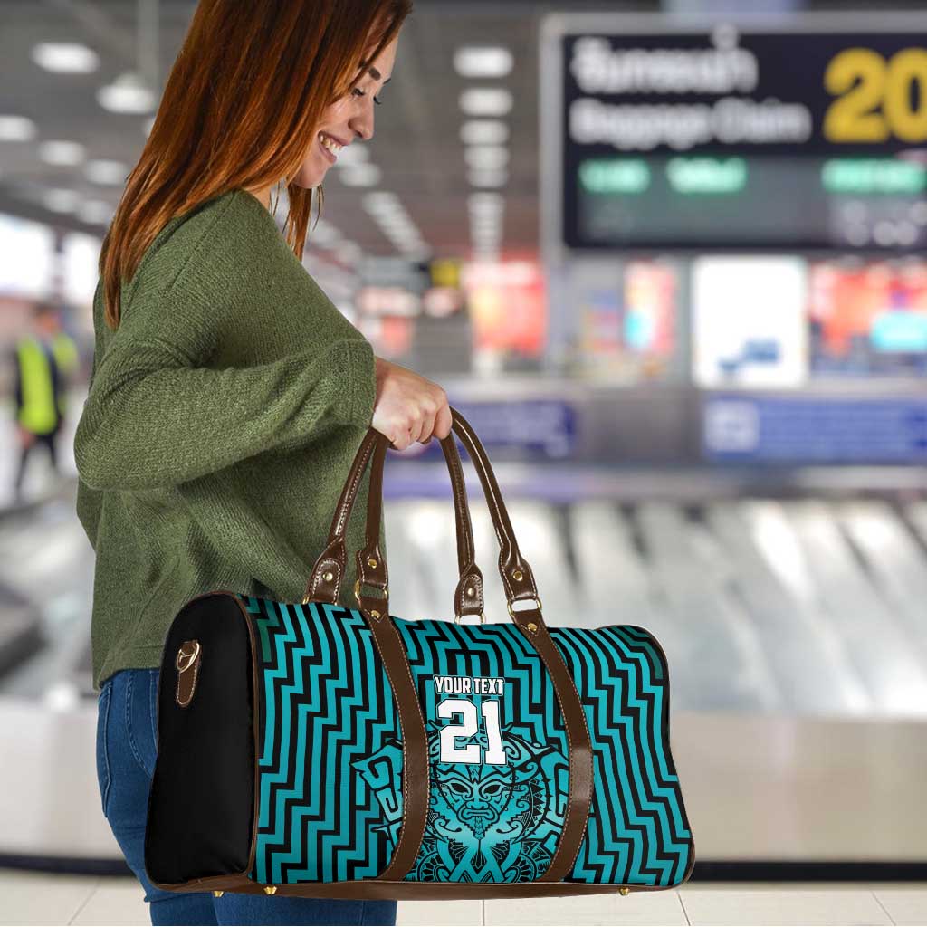 Custom Basketball New Zealand Travel Bag Teal Maori Ta Moko Indigenous - Aussie Hoodie