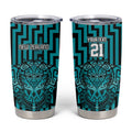 Custom Basketball New Zealand Tumbler Cup Teal Maori Ta Moko Indigenous - Aussie Hoodie