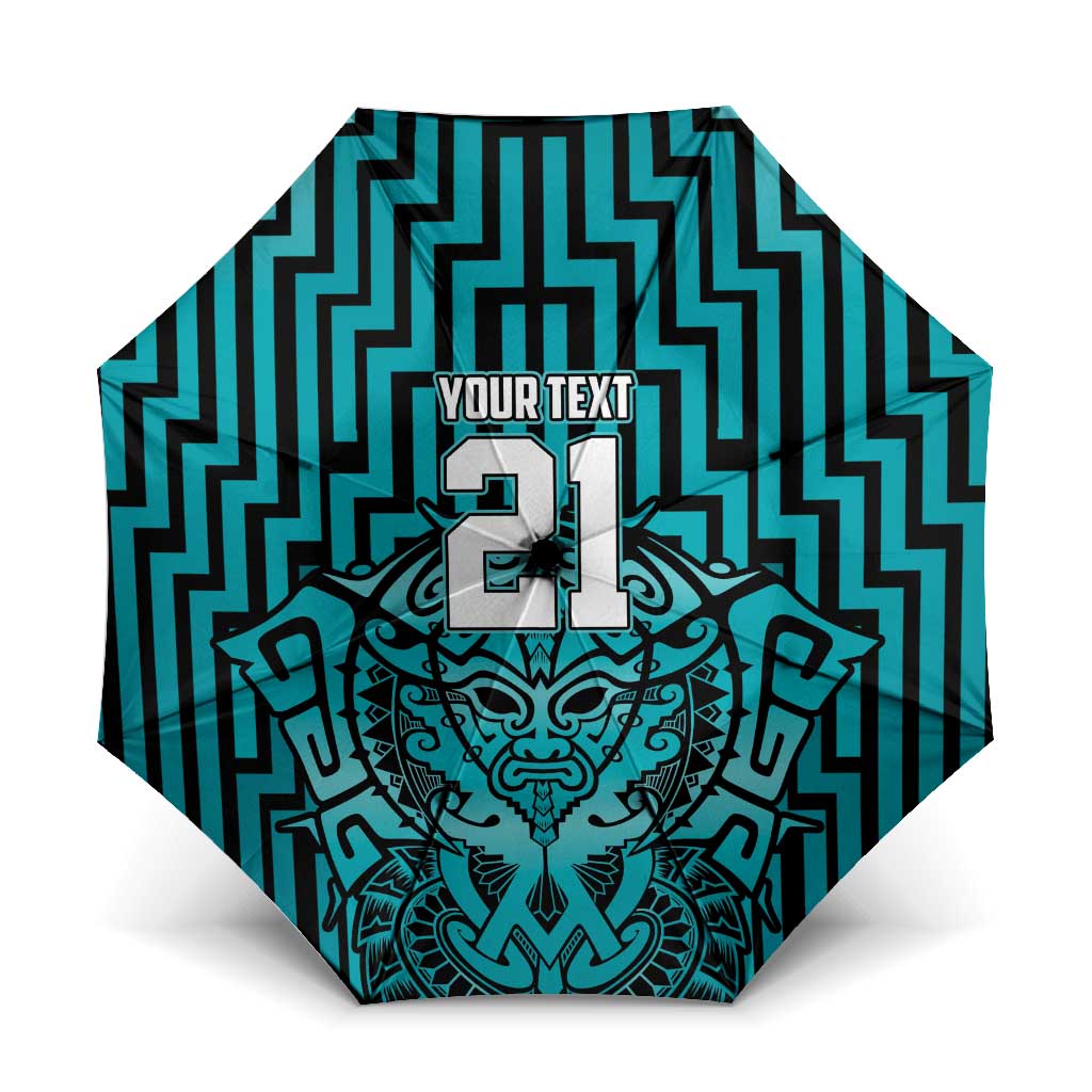 Custom Basketball New Zealand Umbrella Teal Maori Ta Moko Indigenous - Aussie Hoodie