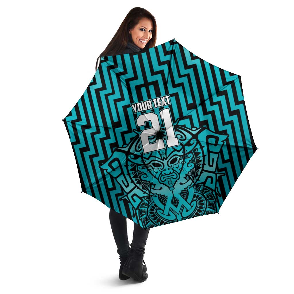 Custom Basketball New Zealand Umbrella Teal Maori Ta Moko Indigenous - Aussie Hoodie