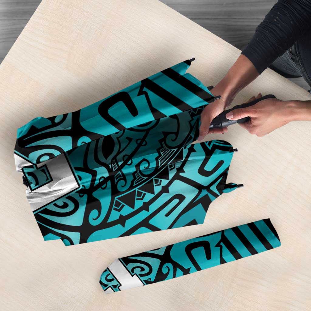 Custom Basketball New Zealand Umbrella Teal Maori Ta Moko Indigenous - Aussie Hoodie