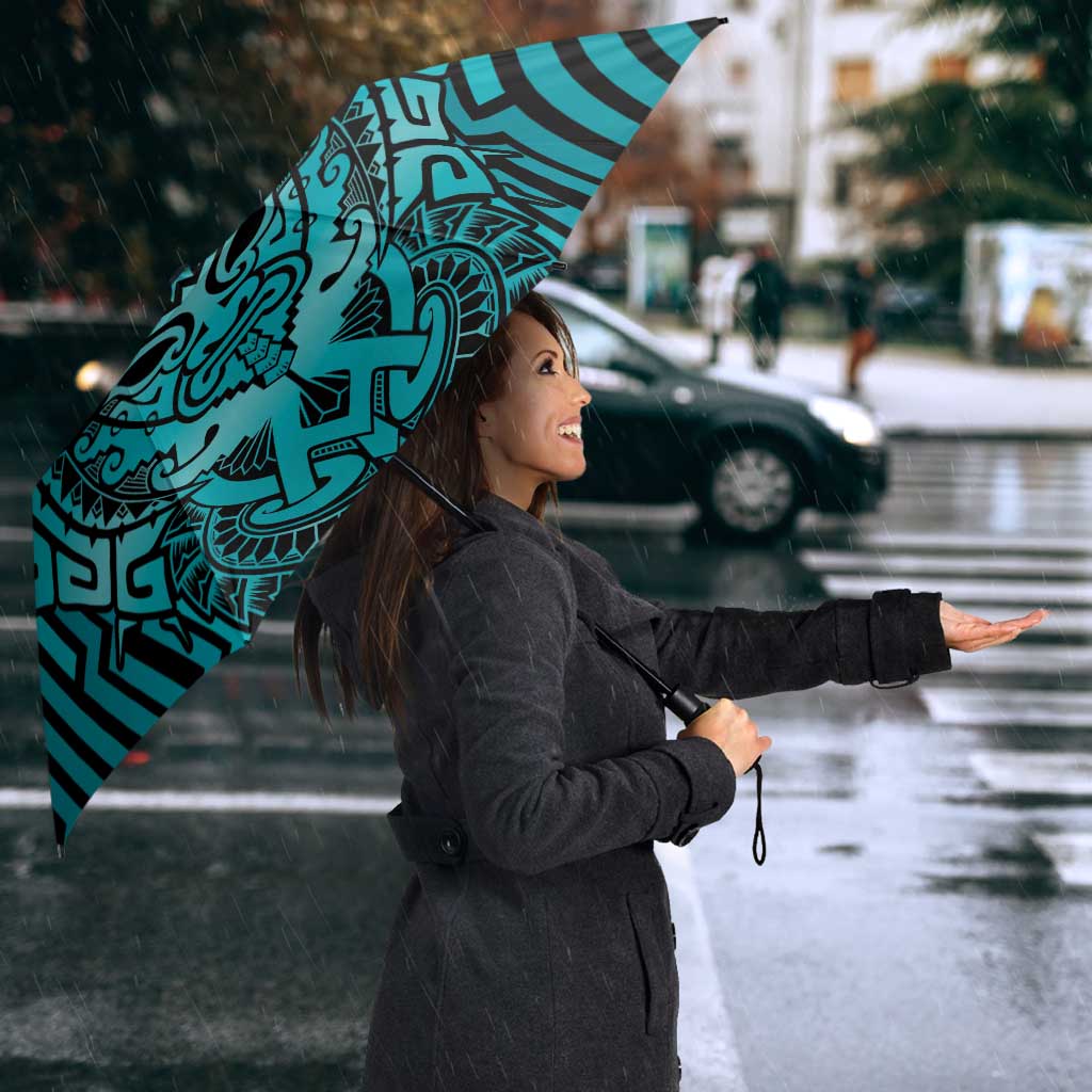 Custom Basketball New Zealand Umbrella Teal Maori Ta Moko Indigenous - Aussie Hoodie