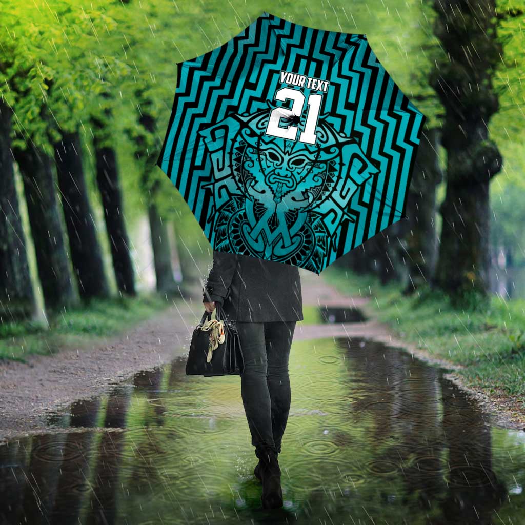 Custom Basketball New Zealand Umbrella Teal Maori Ta Moko Indigenous - Aussie Hoodie