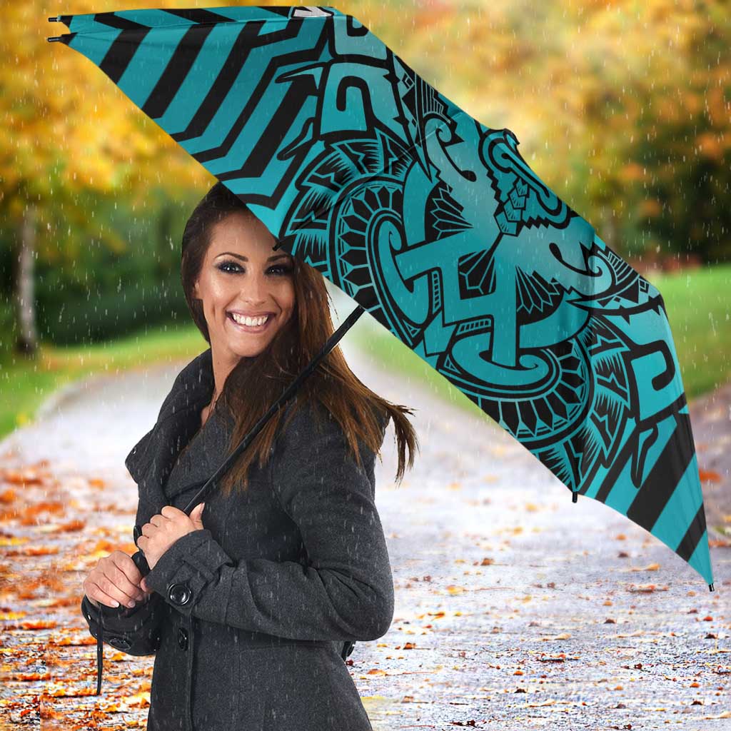 Custom Basketball New Zealand Umbrella Teal Maori Ta Moko Indigenous - Aussie Hoodie