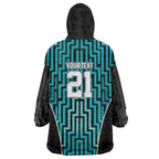 Custom Basketball New Zealand Wearable Blanket Hoodie Teal Maori Ta Moko Indigenous - Aussie Hoodie