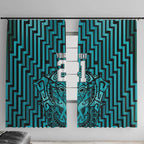 Custom Basketball New Zealand Window Curtain Teal Maori Ta Moko Indigenous - Aussie Hoodie