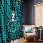 Custom Basketball New Zealand Window Curtain Teal Maori Ta Moko Indigenous - Aussie Hoodie