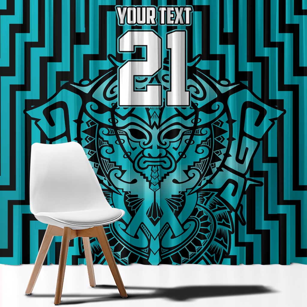 Custom Basketball New Zealand Window Curtain Teal Maori Ta Moko Indigenous - Aussie Hoodie