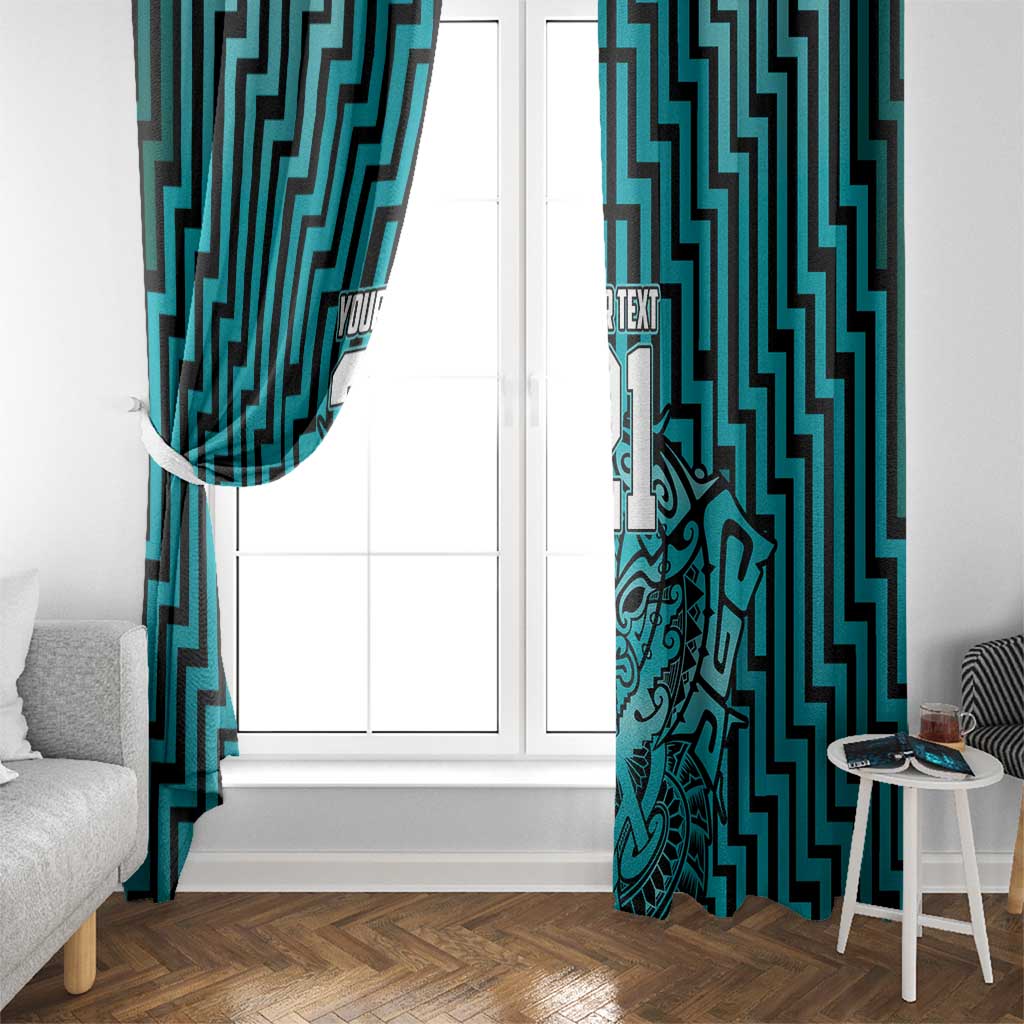Custom Basketball New Zealand Window Curtain Teal Maori Ta Moko Indigenous - Aussie Hoodie