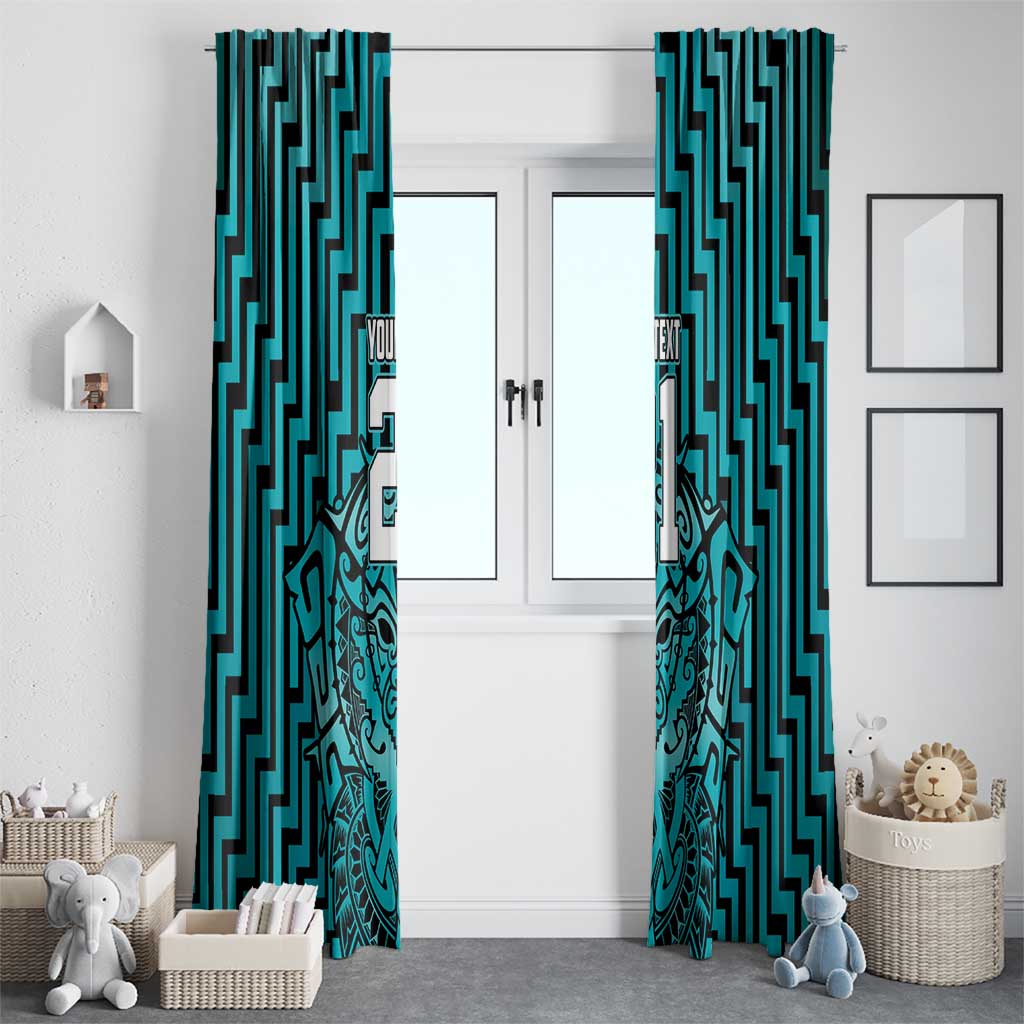 Custom Basketball New Zealand Window Curtain Teal Maori Ta Moko Indigenous - Aussie Hoodie