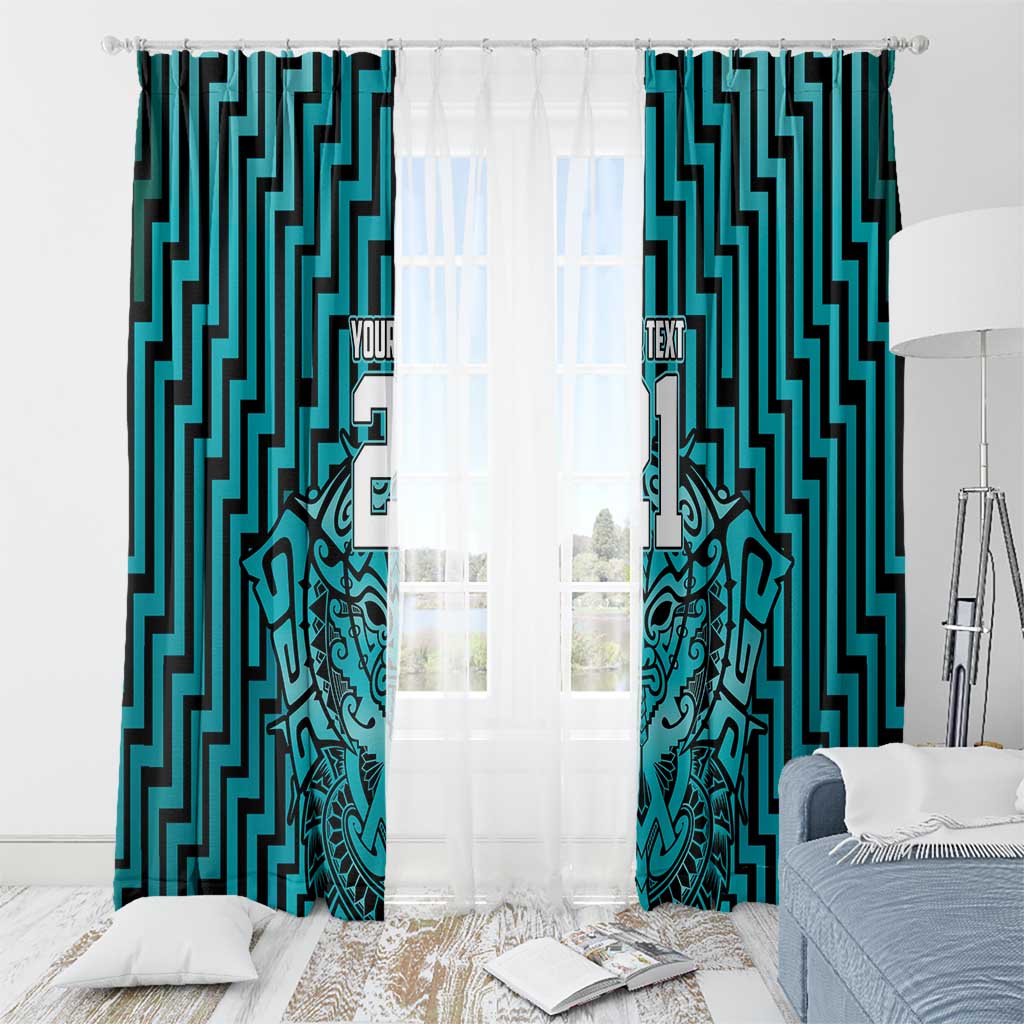 Custom Basketball New Zealand Window Curtain Teal Maori Ta Moko Indigenous - Aussie Hoodie