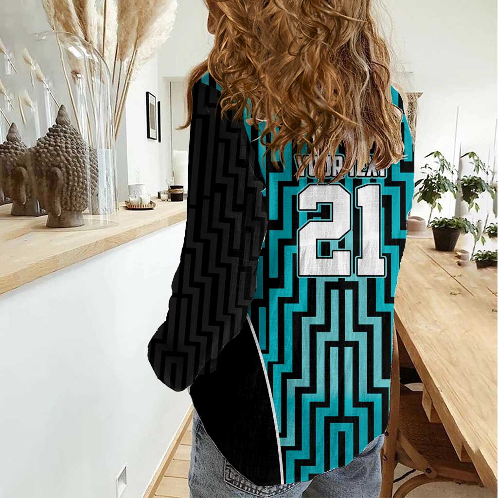 Custom Basketball New Zealand Women Casual Shirt Teal Maori Ta Moko Indigenous - Aussie Hoodie
