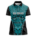 Custom Basketball New Zealand Women Polo Shirt Teal Maori Ta Moko Indigenous - Aussie Hoodie