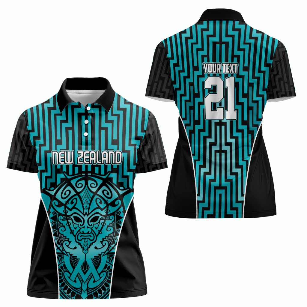 Custom Basketball New Zealand Women Polo Shirt Teal Maori Ta Moko Indigenous - Aussie Hoodie