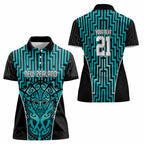 Custom Basketball New Zealand Women Polo Shirt Teal Maori Ta Moko Indigenous - Aussie Hoodie