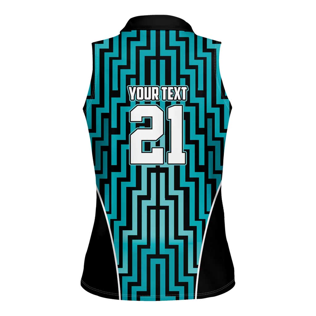 Custom Basketball New Zealand Women Sleeveless Polo Shirt Teal Maori Ta Moko Indigenous - Aussie Hoodie