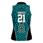 Custom Basketball New Zealand Women Sleeveless Polo Shirt Teal Maori Ta Moko Indigenous - Aussie Hoodie