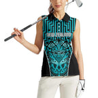 Custom Basketball New Zealand Women Sleeveless Polo Shirt Teal Maori Ta Moko Indigenous - Aussie Hoodie