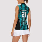 Custom Basketball New Zealand Women Sleeveless Polo Shirt Teal Maori Ta Moko Indigenous - Aussie Hoodie