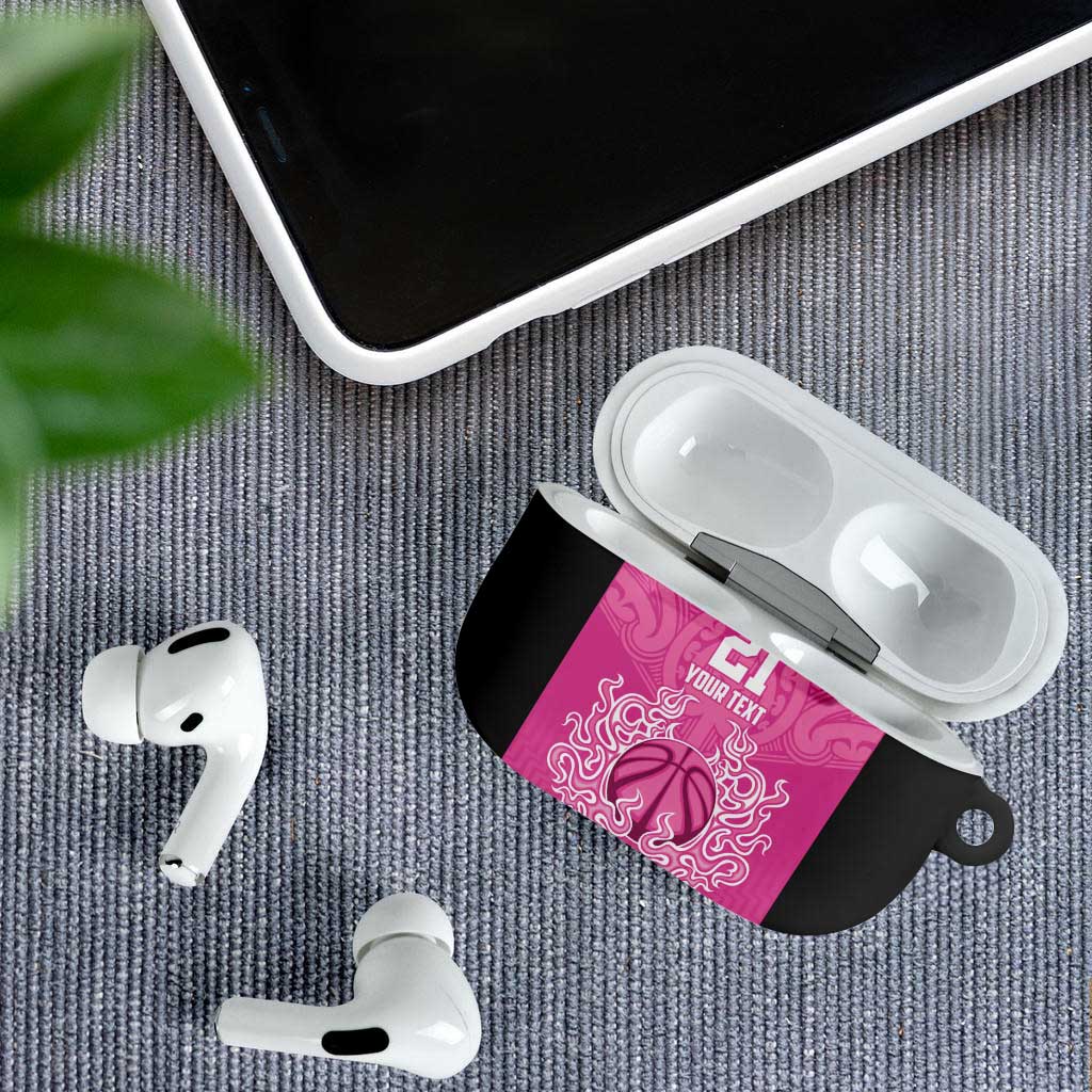 New Zealand Custom AirPods Case Fire Basketball Maori Tribal Pink - Aussie Hoodie