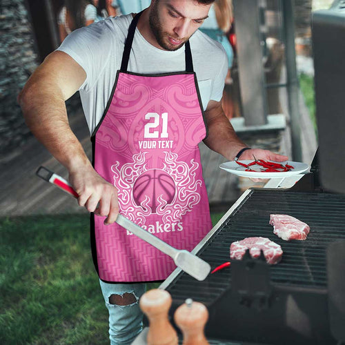 New Zealand Custom Apron Fire Basketball Maori Tribal Pink - Aussie Hoodie