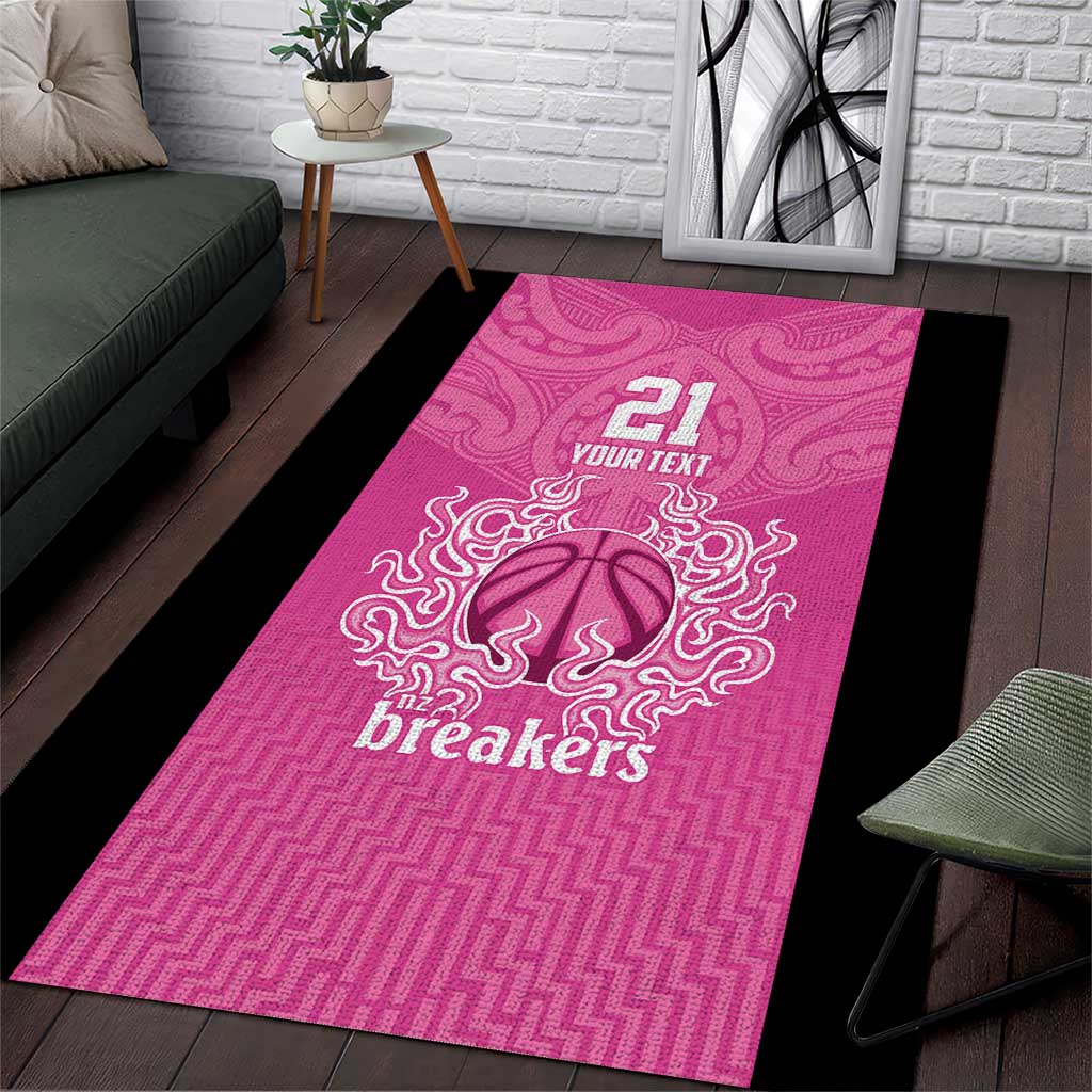 New Zealand Custom Area Rug Fire Basketball Maori Tribal Pink - Aussie Hoodie