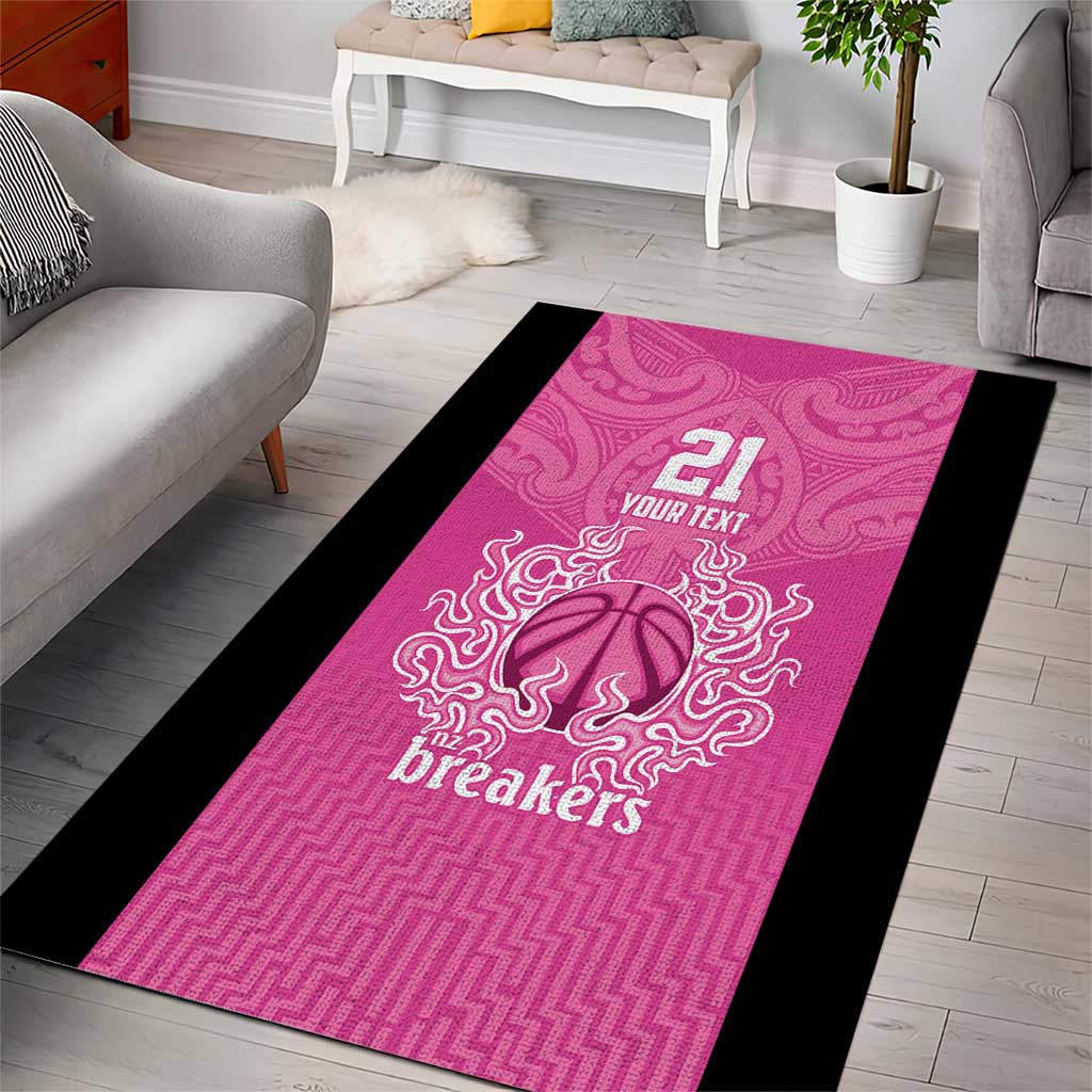 New Zealand Custom Area Rug Fire Basketball Maori Tribal Pink - Aussie Hoodie