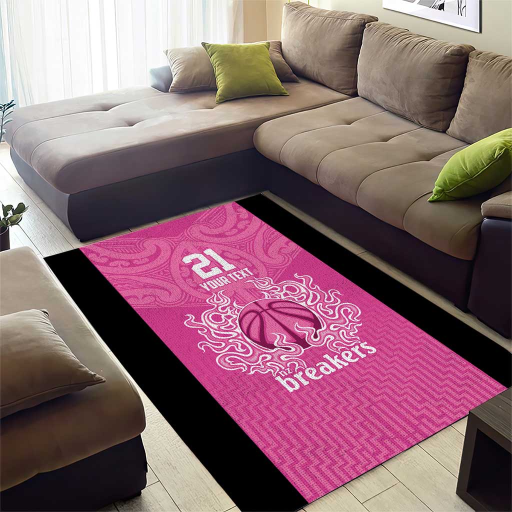 New Zealand Custom Area Rug Fire Basketball Maori Tribal Pink - Aussie Hoodie