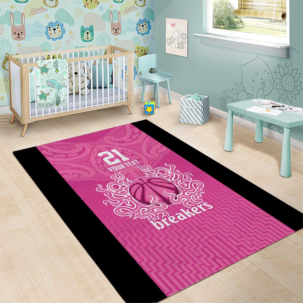 New Zealand Custom Area Rug Fire Basketball Maori Tribal Pink - Aussie Hoodie