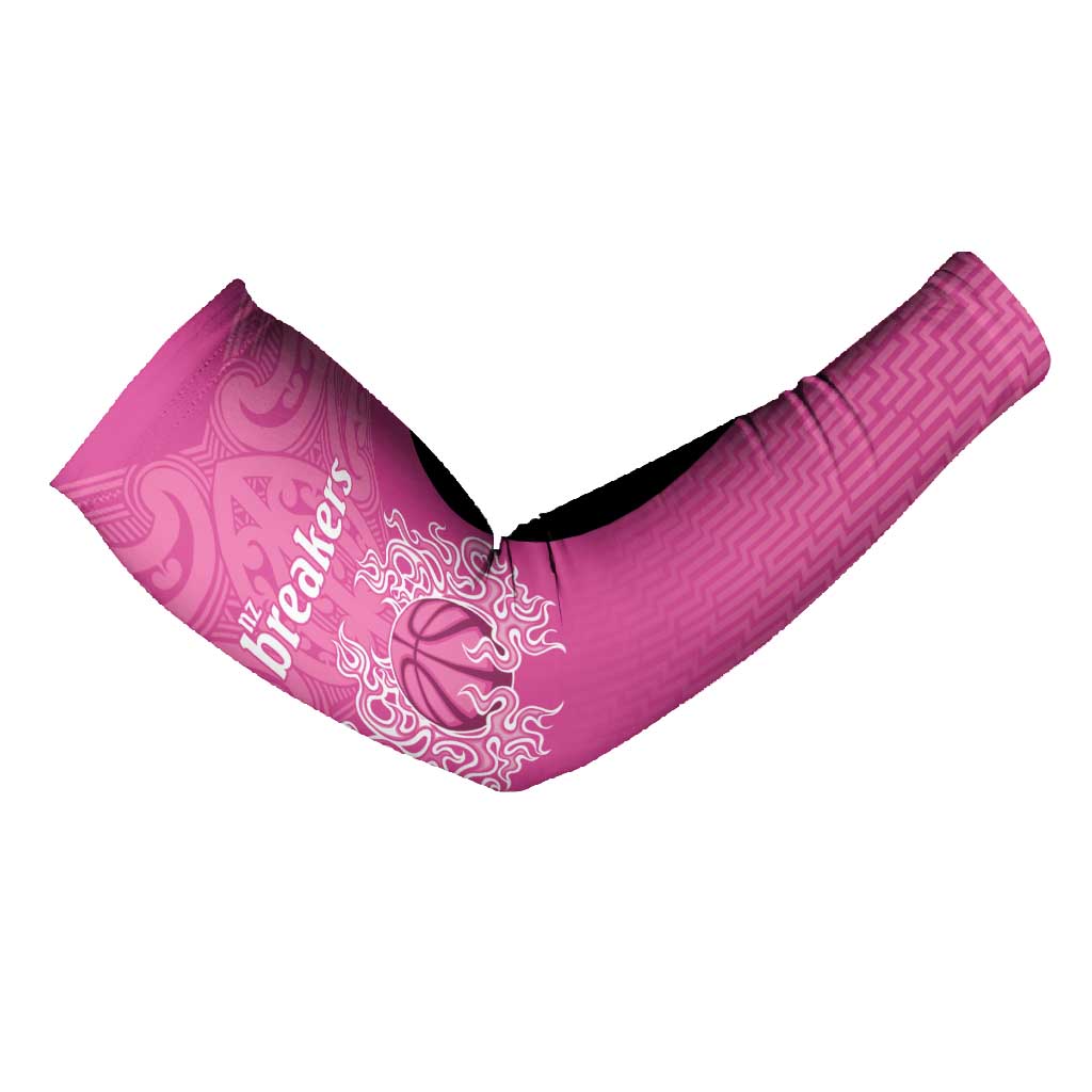 New Zealand Custom Arm Sleeves Fire Basketball Maori Tribal Pink - Aussie Hoodie
