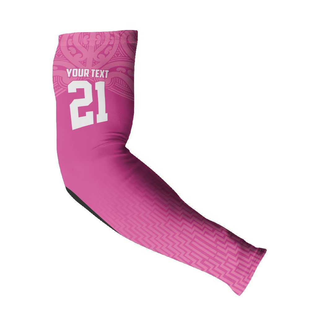 New Zealand Custom Arm Sleeves Fire Basketball Maori Tribal Pink - Aussie Hoodie