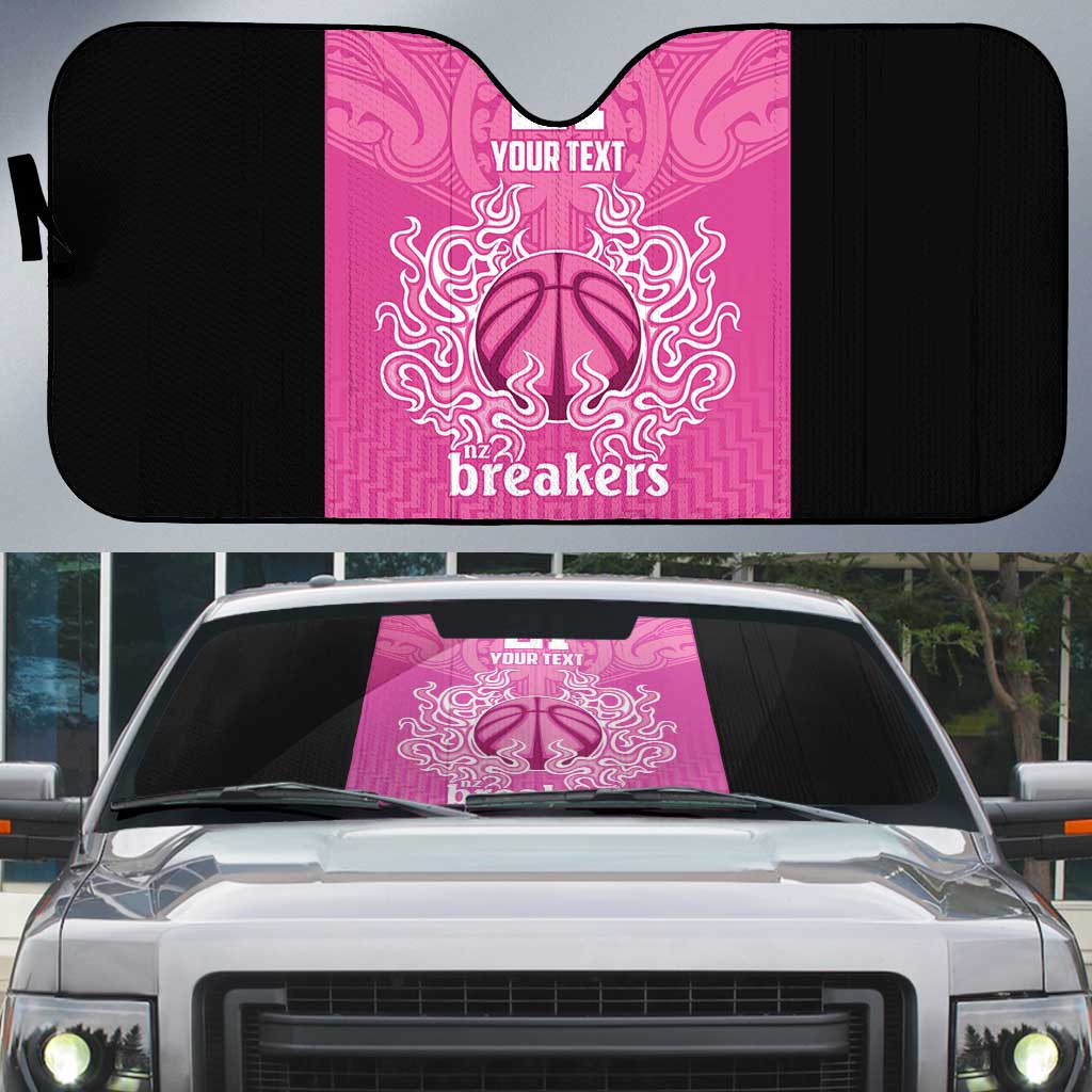New Zealand Custom Auto Sun Shade Fire Basketball Maori Tribal Pink - Aussie Hoodie