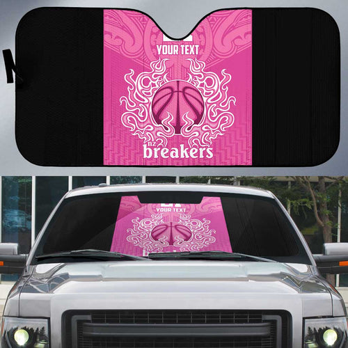 New Zealand Custom Auto Sun Shade Fire Basketball Maori Tribal Pink - Aussie Hoodie