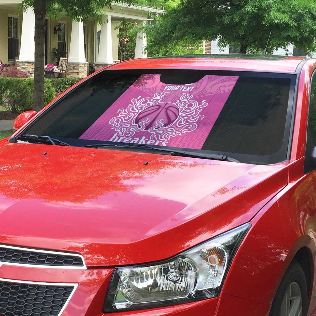 New Zealand Custom Auto Sun Shade Fire Basketball Maori Tribal Pink - Aussie Hoodie