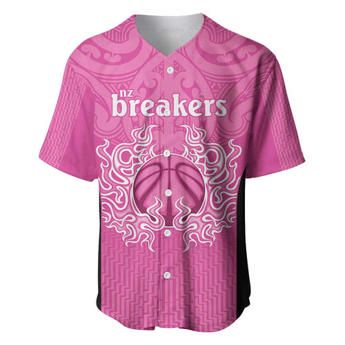 New Zealand Custom Baseball Jersey Fire Basketball Maori Tribal Pink - Aussie Hoodie
