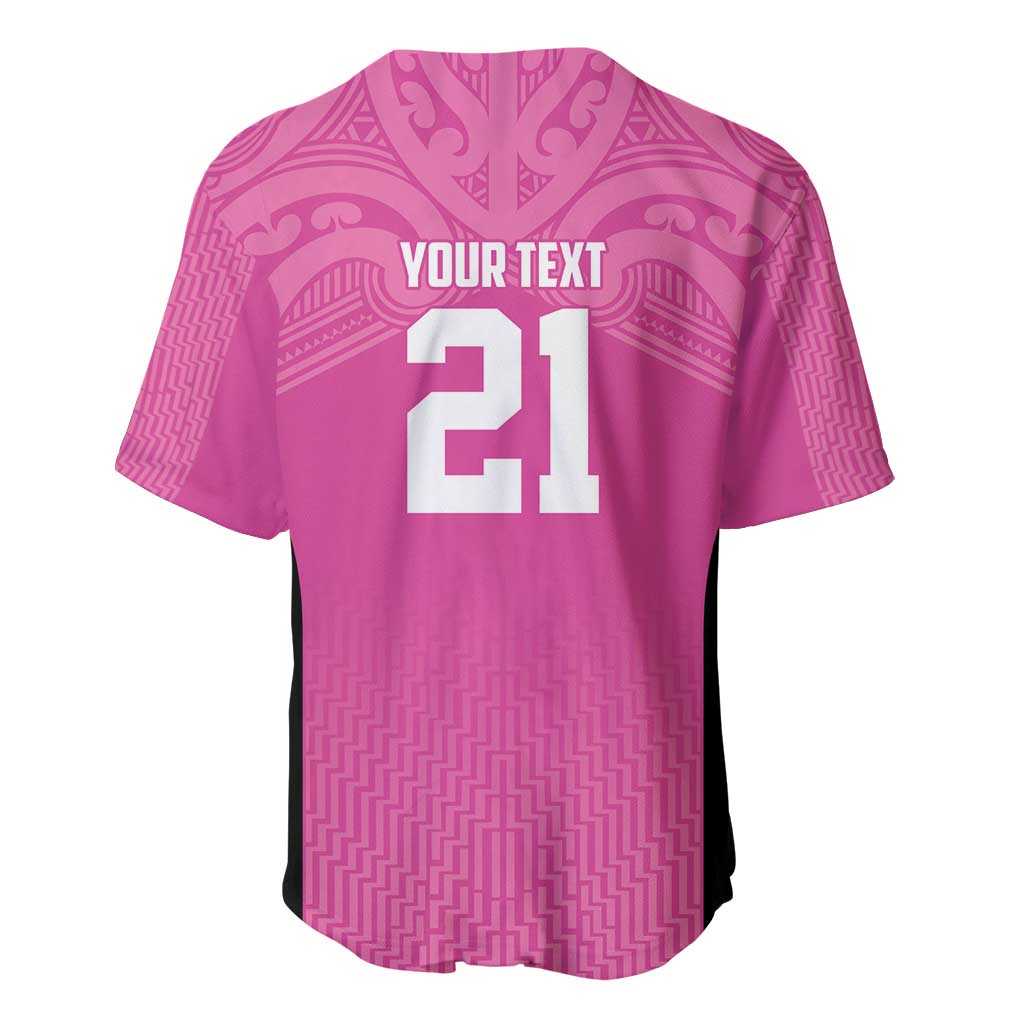 New Zealand Custom Baseball Jersey Fire Basketball Maori Tribal Pink - Aussie Hoodie