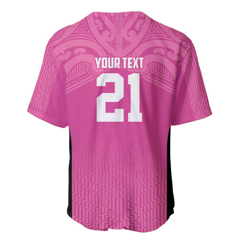New Zealand Custom Baseball Jersey Fire Basketball Maori Tribal Pink - Aussie Hoodie