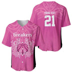 New Zealand Custom Baseball Jersey Fire Basketball Maori Tribal Pink - Aussie Hoodie