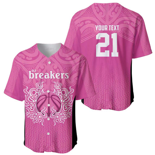 New Zealand Custom Baseball Jersey Fire Basketball Maori Tribal Pink - Aussie Hoodie