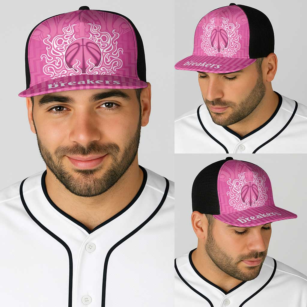 New Zealand Baseball Net Cap Fire Basketball Maori Tribal Pink - Aussie Hoodie