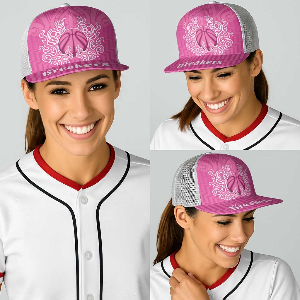 New Zealand Baseball Net Cap Fire Basketball Maori Tribal Pink - Aussie Hoodie